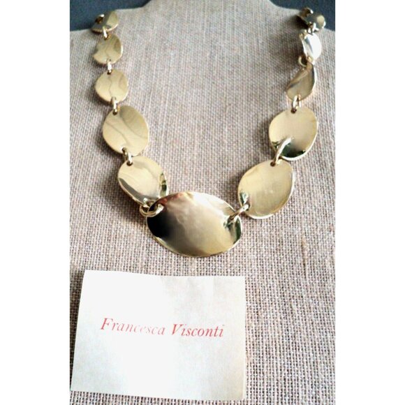 Graduated Curved Oval LINK Statement NECKLACE Adj - Francesca Visconti Italy - Picture 1 of 6